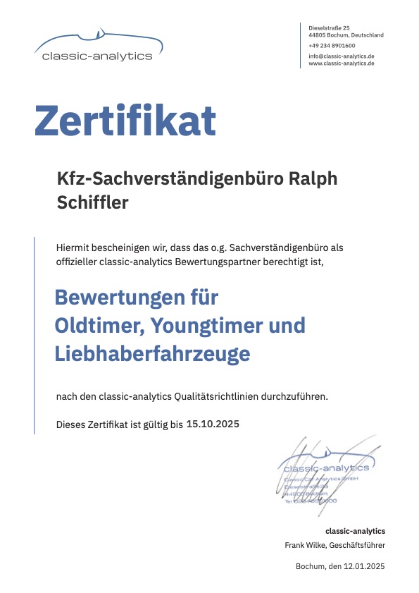 Classic Analytics Zertifikat